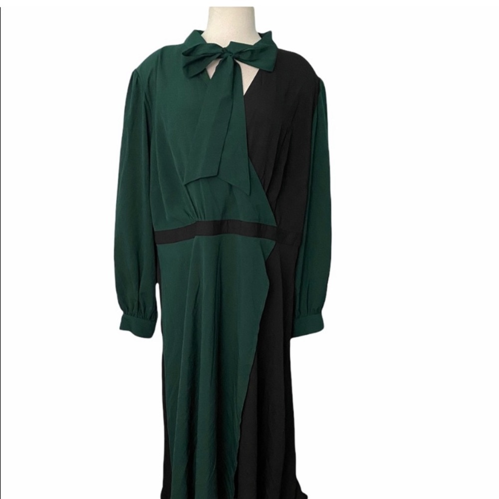 Eloquii Green Tie Neck Dress